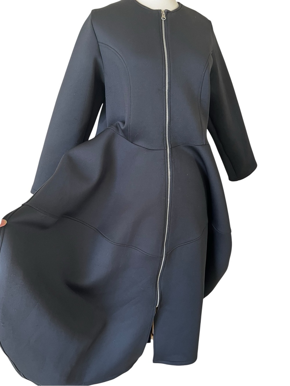 Metamorphoza Black Neoprene Avant Garde Silver Zip Front Maxi Dress - Picture 4 of 16